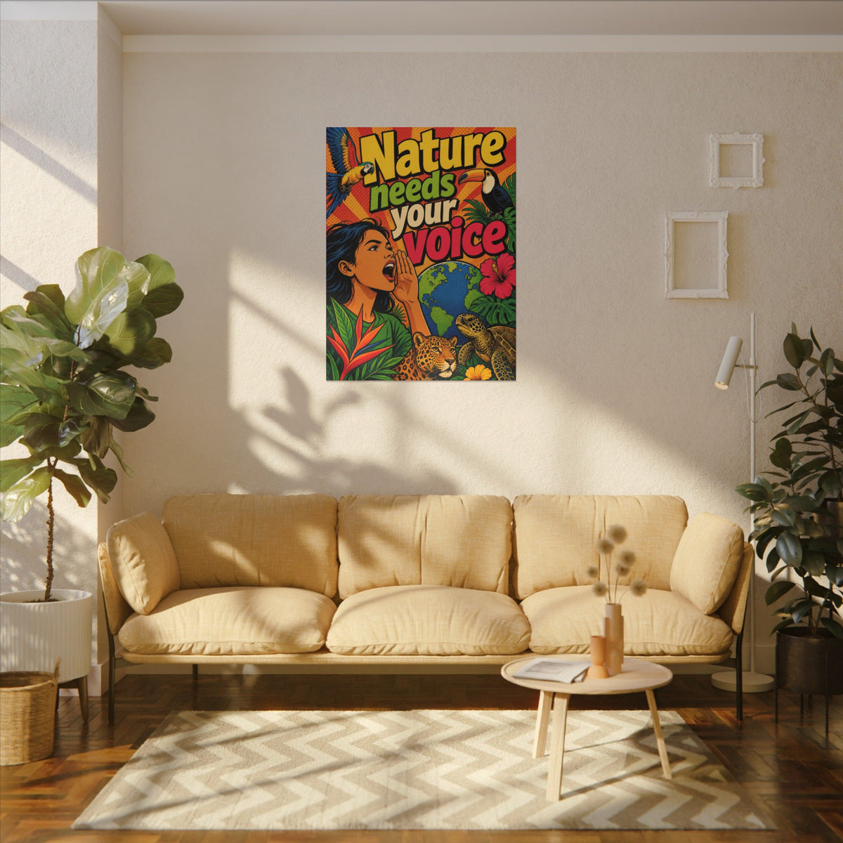 "NATURE NEEDS YOUR VOICE" (Pop art style). Earthsmart Eco Canvas Wall Art (Matte Stretched Print).