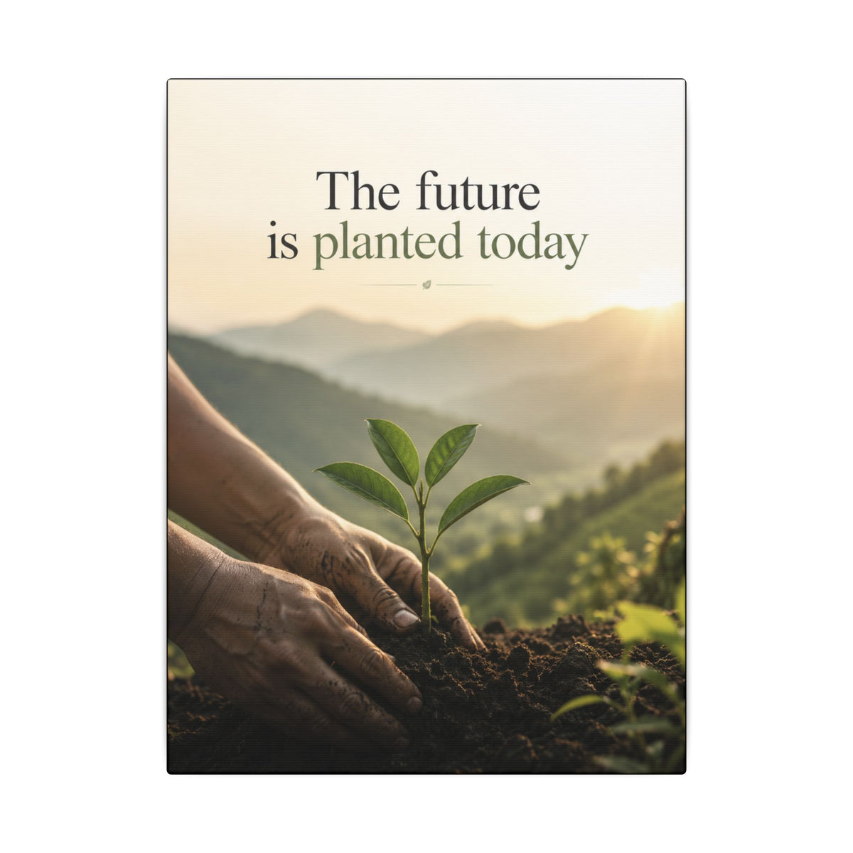 "THE FUTURE IS PLANTED TODAY". Earthsmart Eco Canvas Wall Art (Matte Stretched Print).