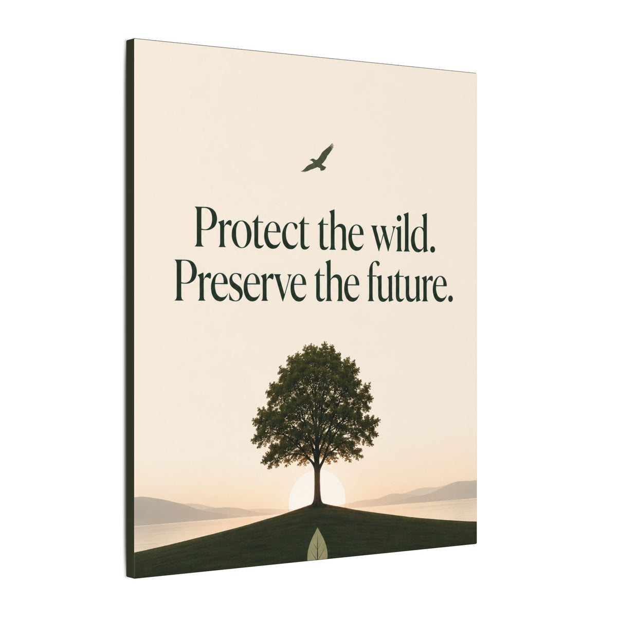 "PROTECT THE WILD PRESERVE THE FUTURE" (Minimalist art style). Earthsmart Eco Canvas Wall Art (Matte Stretched Print).
