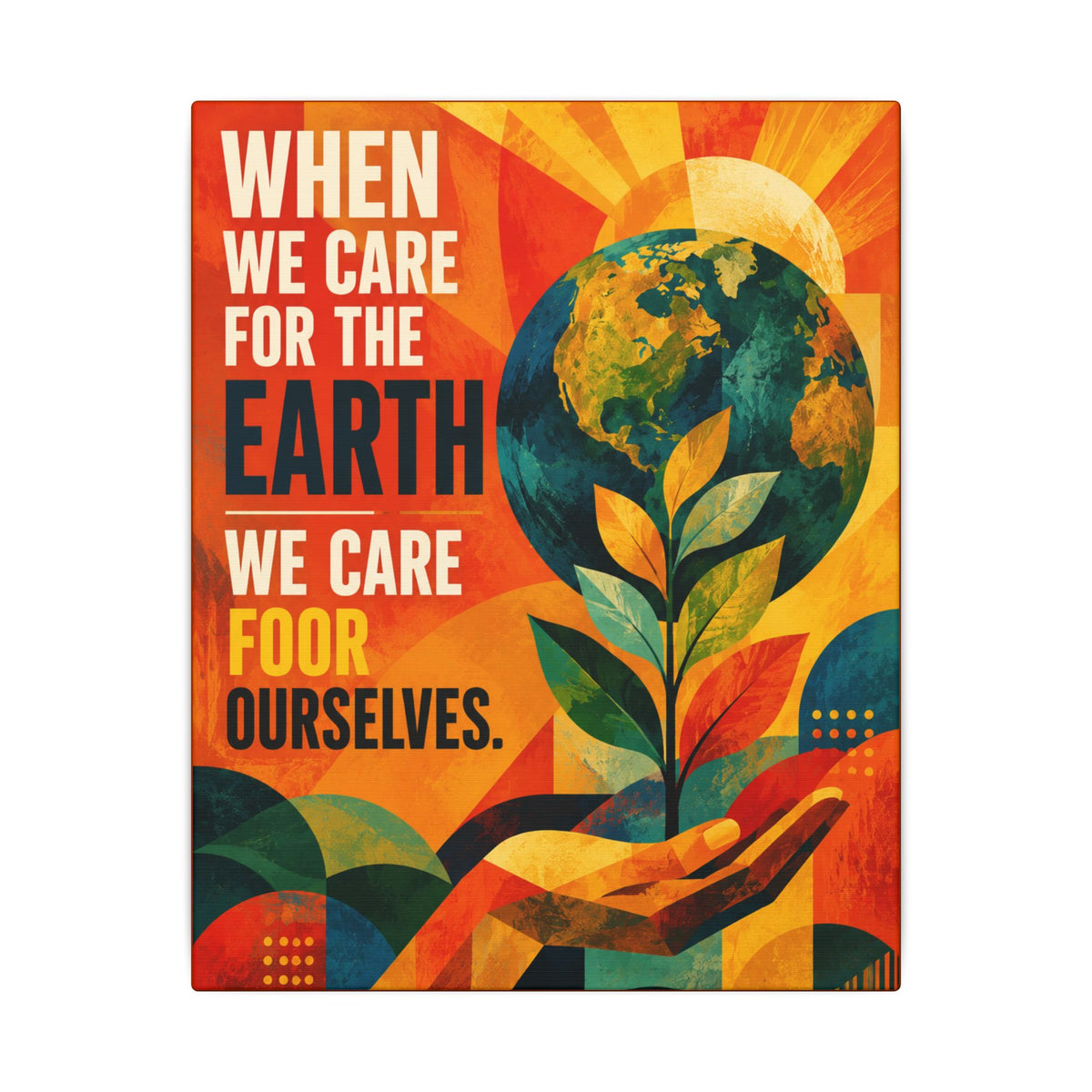 "WHEN WE CARE FOR EARTH, WE CARE FOR OUR SELVES" (Contemporary Abstract art). Earthsmart Eco Wall Art.