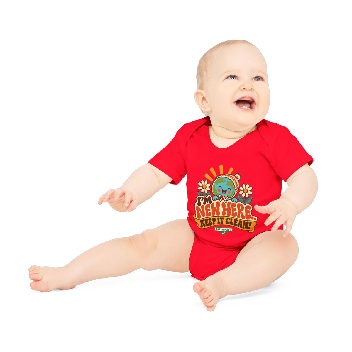 EARTHSMART BABY BODYSUIT — I'M NEW HERE, KEEP IT CLEAN -  ECO-FRIENDLY ORGANIC ONESIE (UNISEX) (0 - 18 MONTHS)