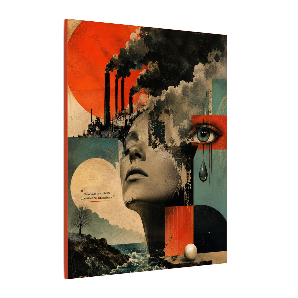 "POLLUTION IS VIOLENCE DISGUISED AS CONVENIENCE" - EARTHSMART WALL ART.