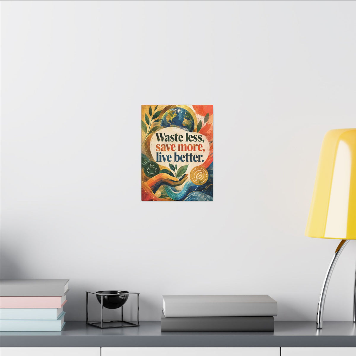 "WASTE LESS, SAVE MORE, LIVE BETTER". – Inspirational Eco Canvas