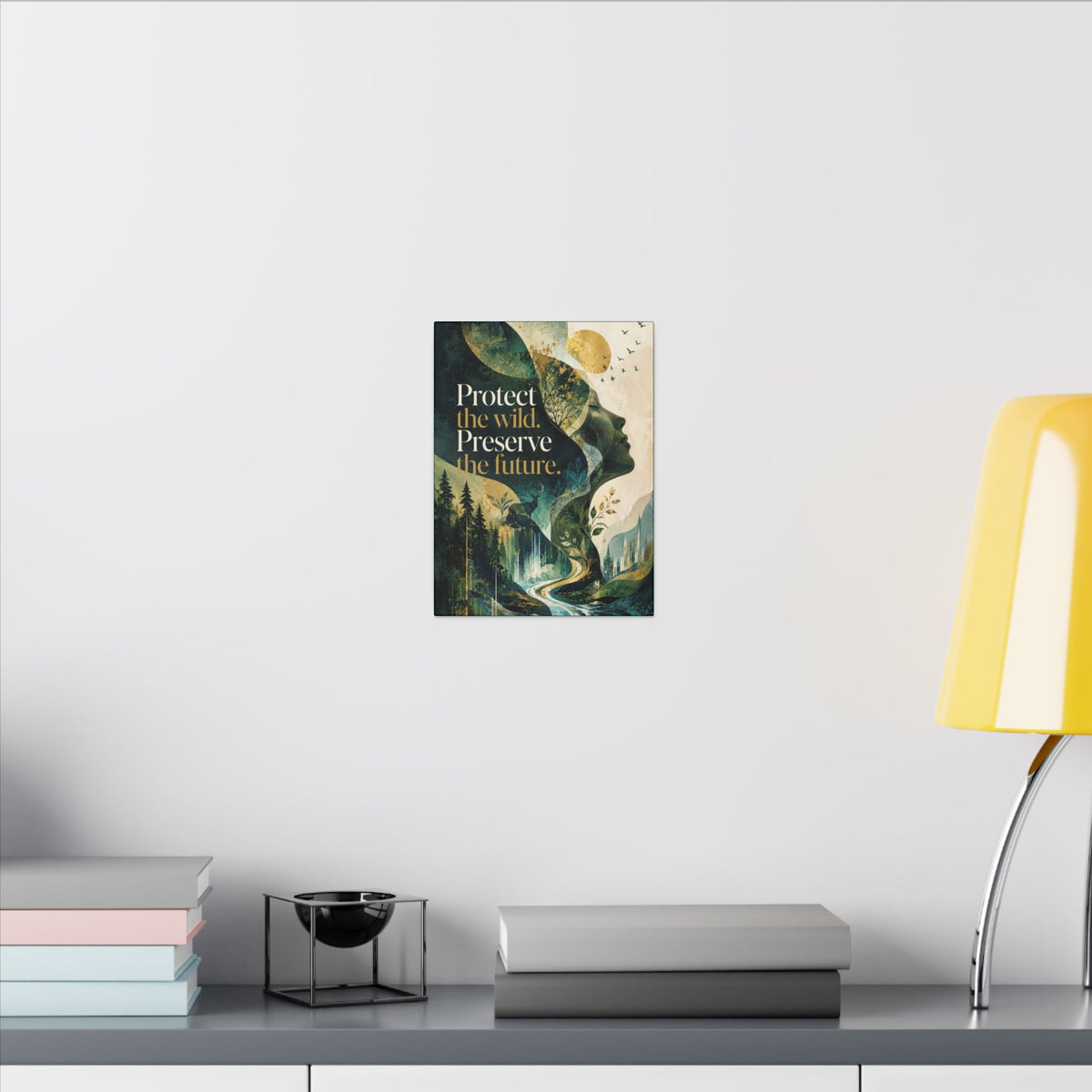 "PROTECT THE WILD PRESERVE THE FUTURE" (Abstract art style). Earthsmart Eco Canvas Wall Art (Matte Stretched Print).