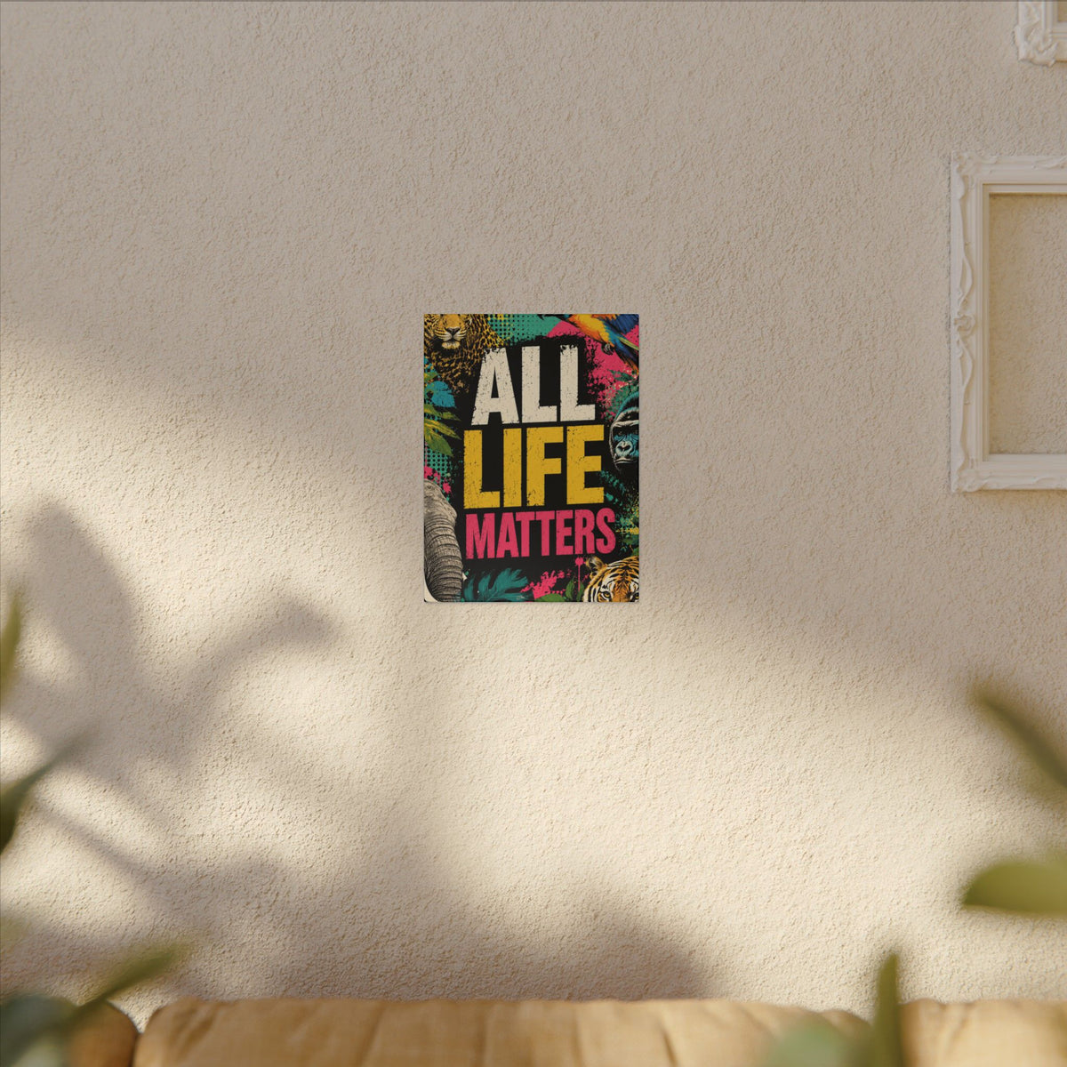 "ALL LIFE MATTERS" (Pop culture art style) - Earthsmart Canvas Wall Art. Jungle Wildlife. (Matte Stretched Print).