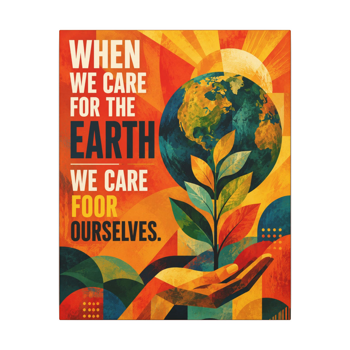"WHEN WE CARE FOR EARTH, WE CARE FOR OUR SELVES" (Contemporary Abstract art). Earthsmart Eco Wall Art.