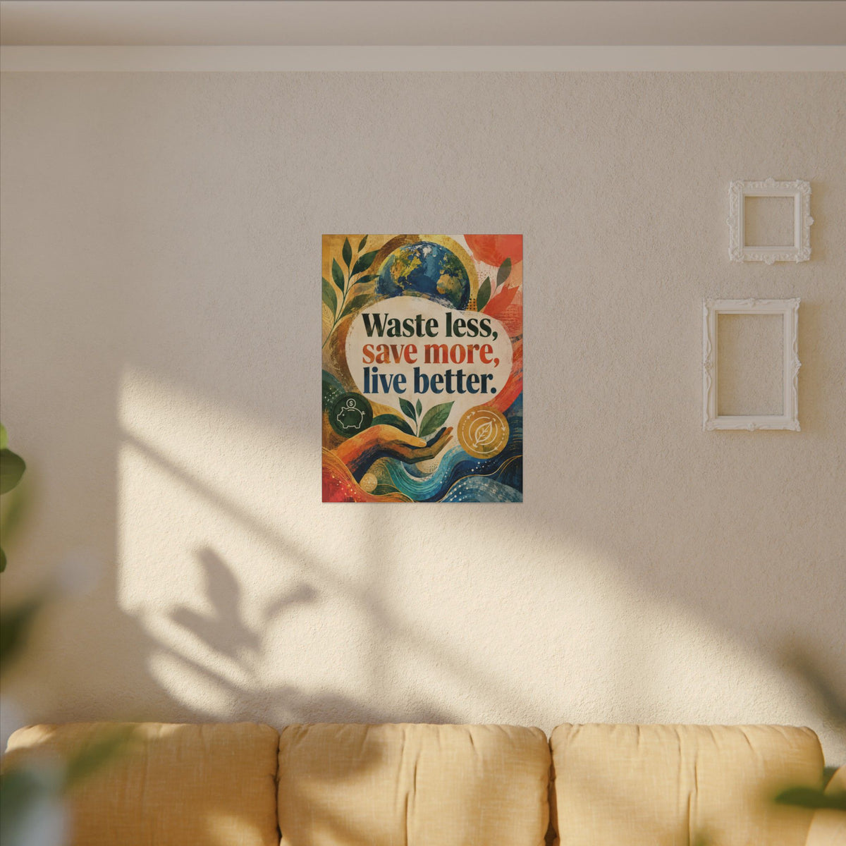 "WASTE LESS, SAVE MORE, LIVE BETTER". – Inspirational Eco Canvas