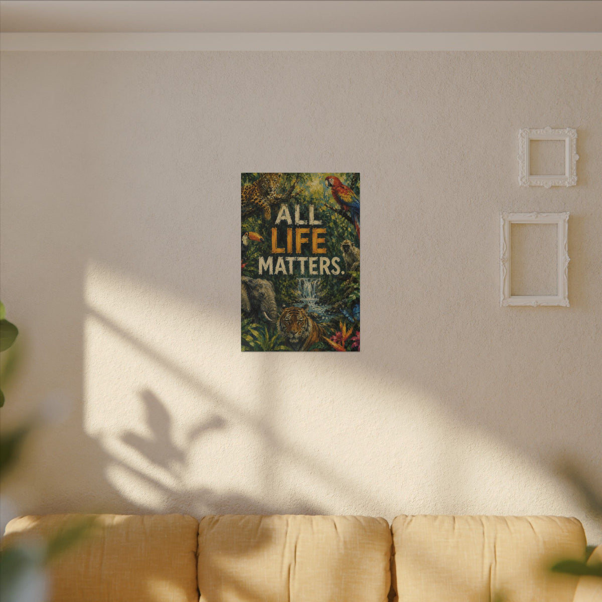 "ALL LIFE MATTERS" (Impressionist art style) — Earthsmart Canvas Wall Art. Jungle Wildlife. (Matte Stretched Print)