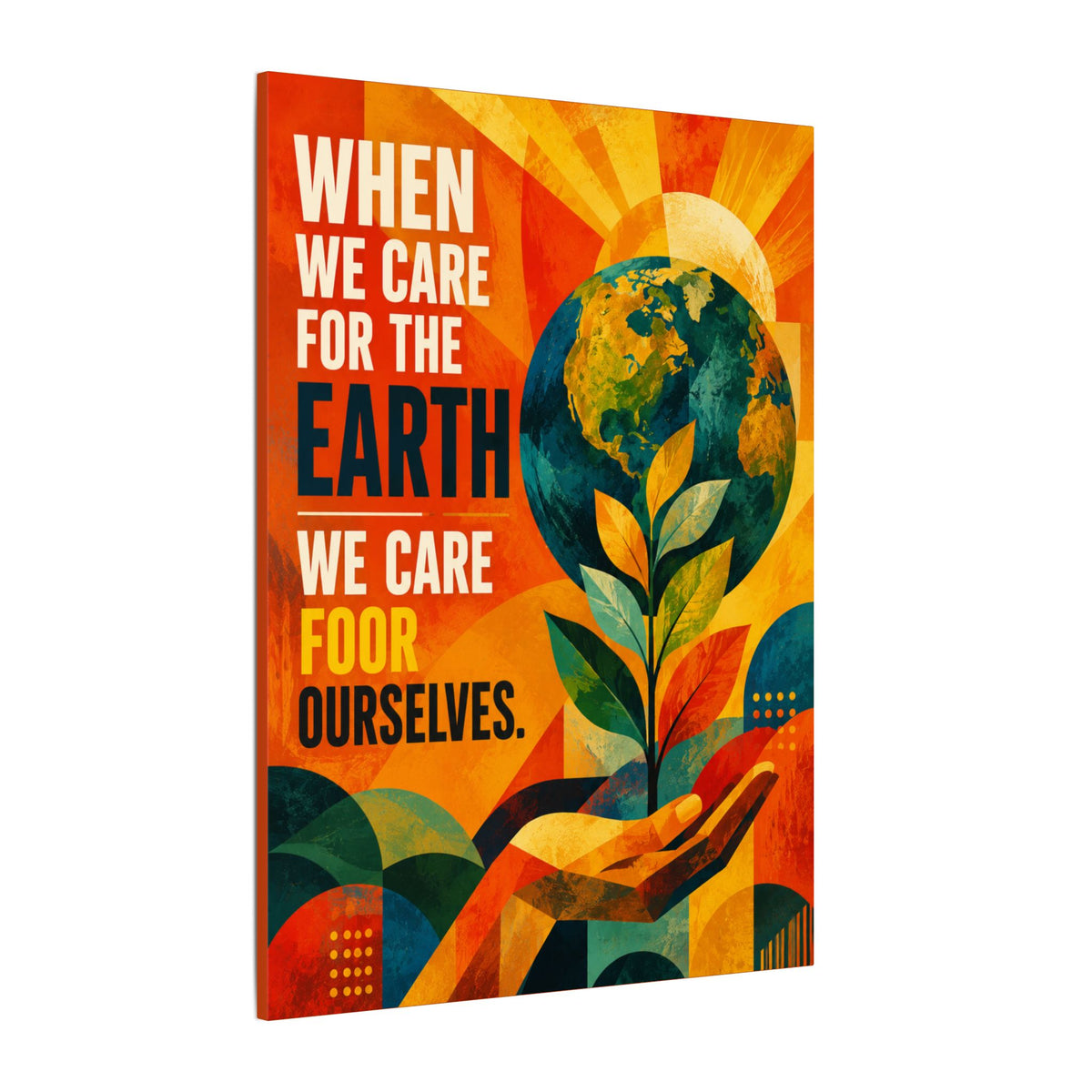 "WHEN WE CARE FOR EARTH, WE CARE FOR OUR SELVES" (Contemporary Abstract art). Earthsmart Eco Wall Art.