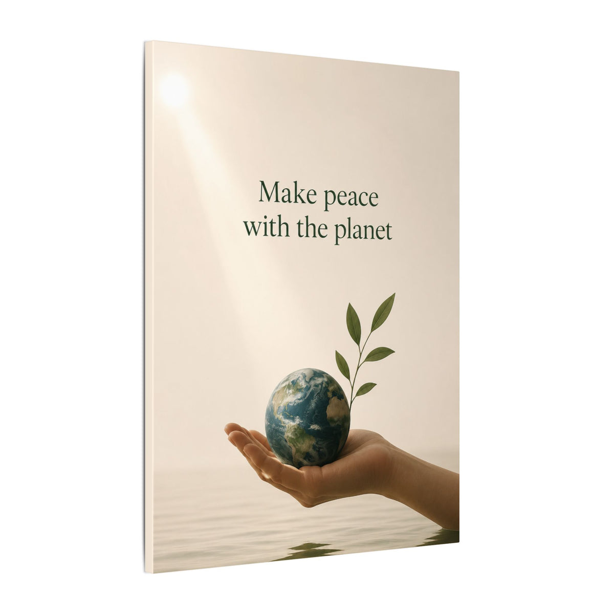 "MAKE PEACE WITH THE PLANET" (Minimalist art style). Earthsmart Eco Canvas Wall Art (Matte Stretched Print).