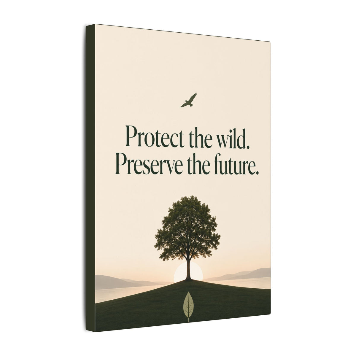 "PROTECT THE WILD PRESERVE THE FUTURE" (Minimalist art style). Earthsmart Eco Canvas Wall Art (Matte Stretched Print).