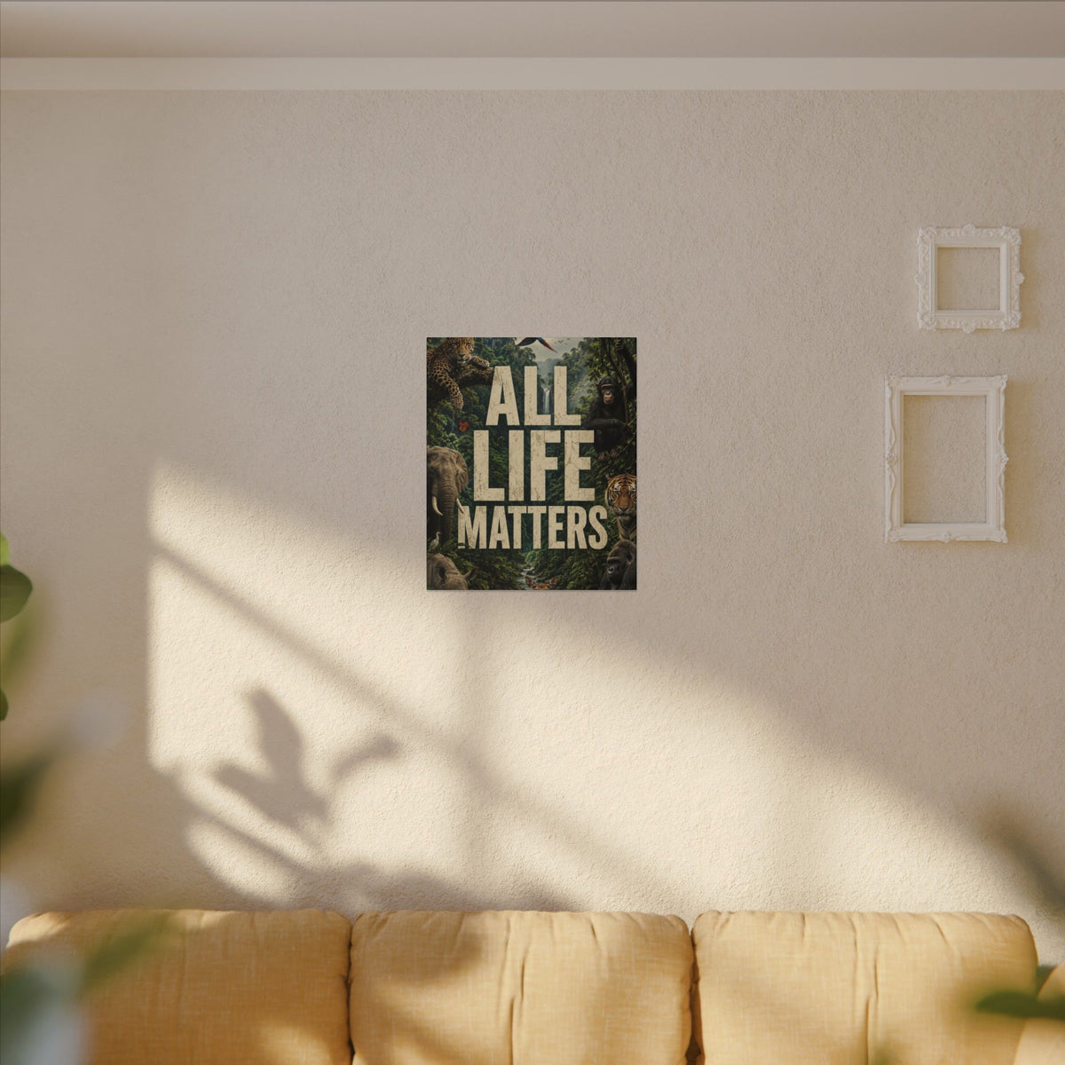 ALL LIFE MATTERS (Abstract art style) -  Earthsmart Canvas Wall Art. Jungle Wildlife ((Matte Stretched Print).