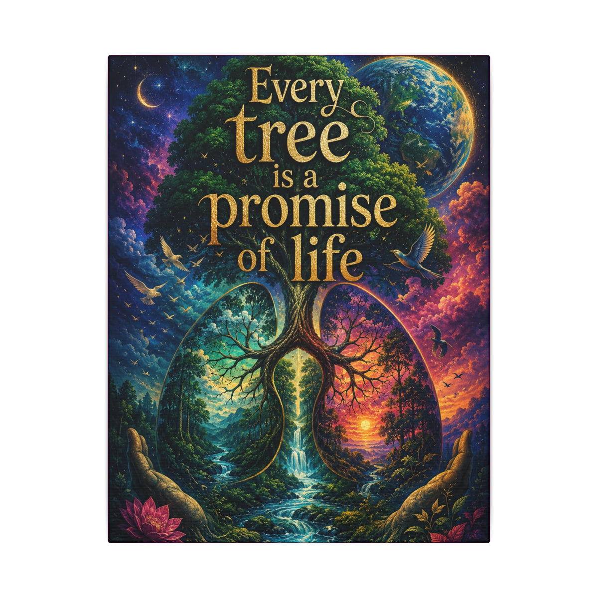 Copy of "EVERY TREE IS A PROMISE OF LIFE" (Surrealist art style). Earthsmart Eco Canvas Wall Art (Matte Stretched Print).