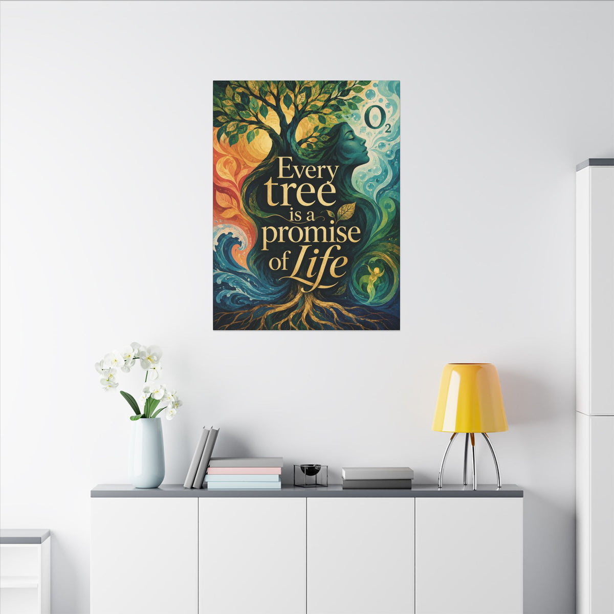 "EVERY TREE IS A PROMISE OF LIFE" (Contemporary art style). Earthsmart Eco Canvas Wall Art (Matte Stretched Print).