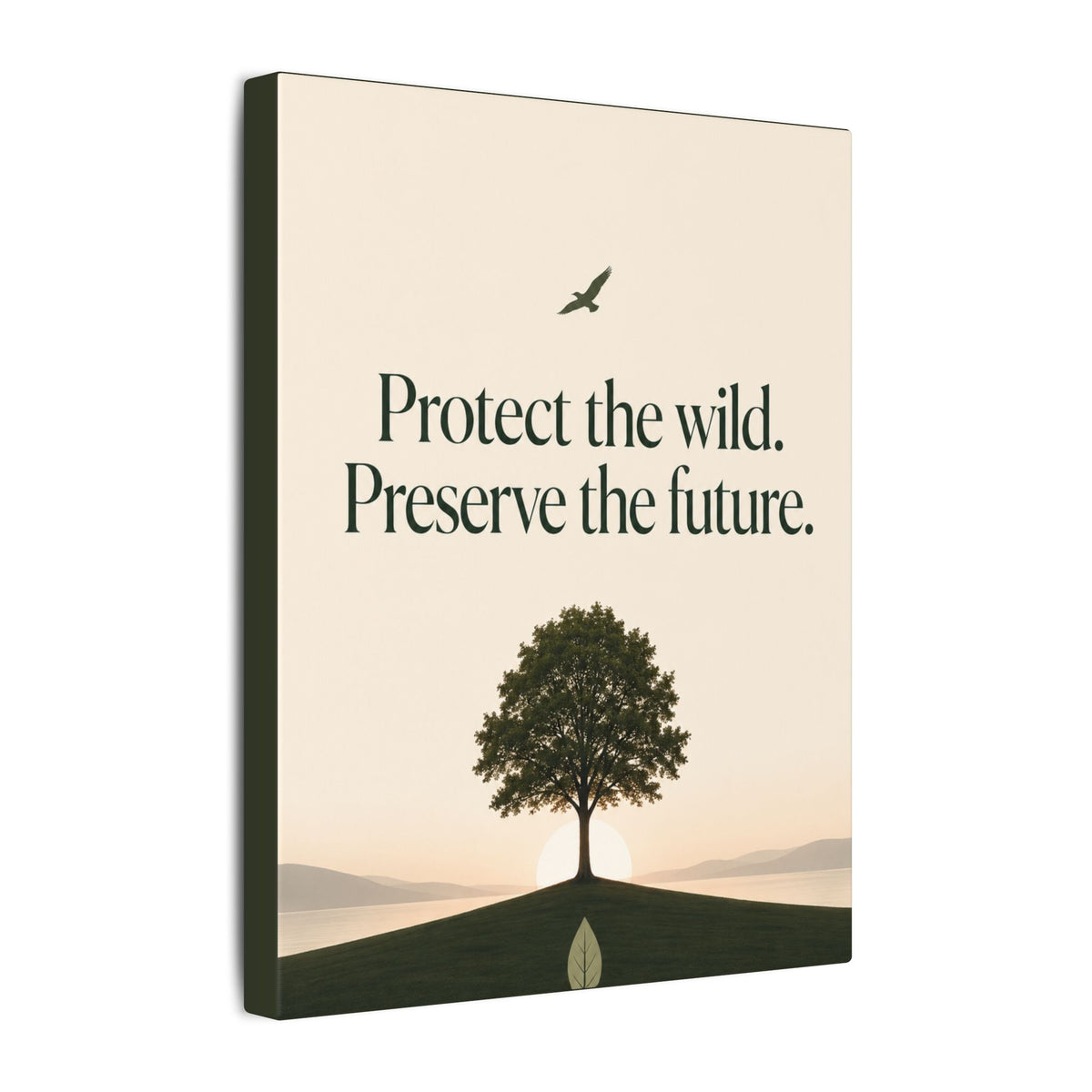 "PROTECT THE WILD PRESERVE THE FUTURE" (Minimalist art style). Earthsmart Eco Canvas Wall Art (Matte Stretched Print).