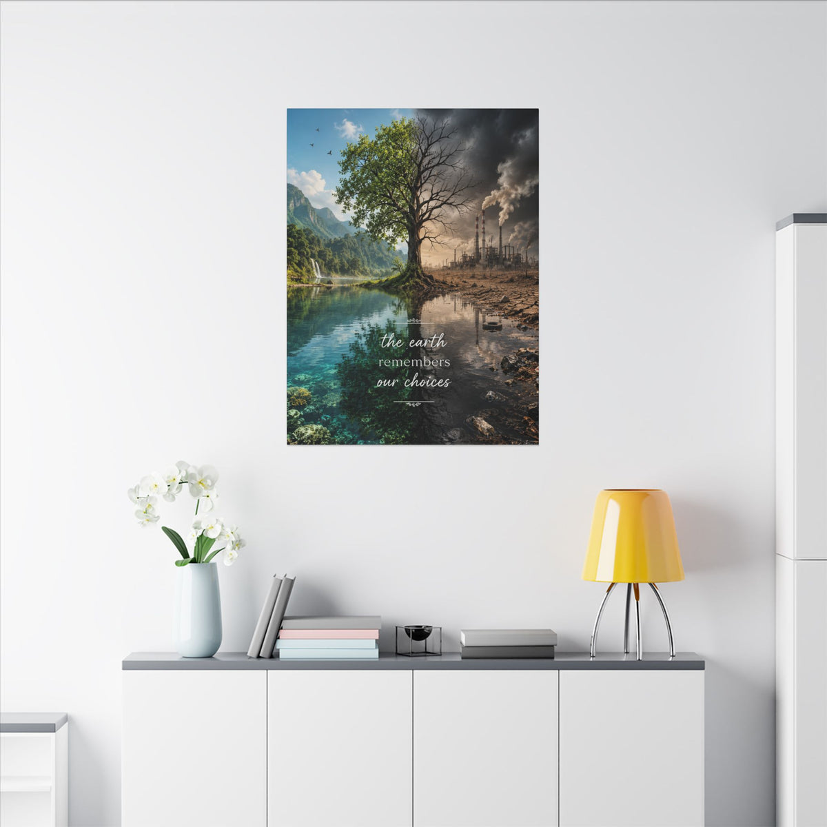 “THE EARTH REMEMBERS OUR CHOICES”. - Earthsmart Eco Art Wall Canvas.