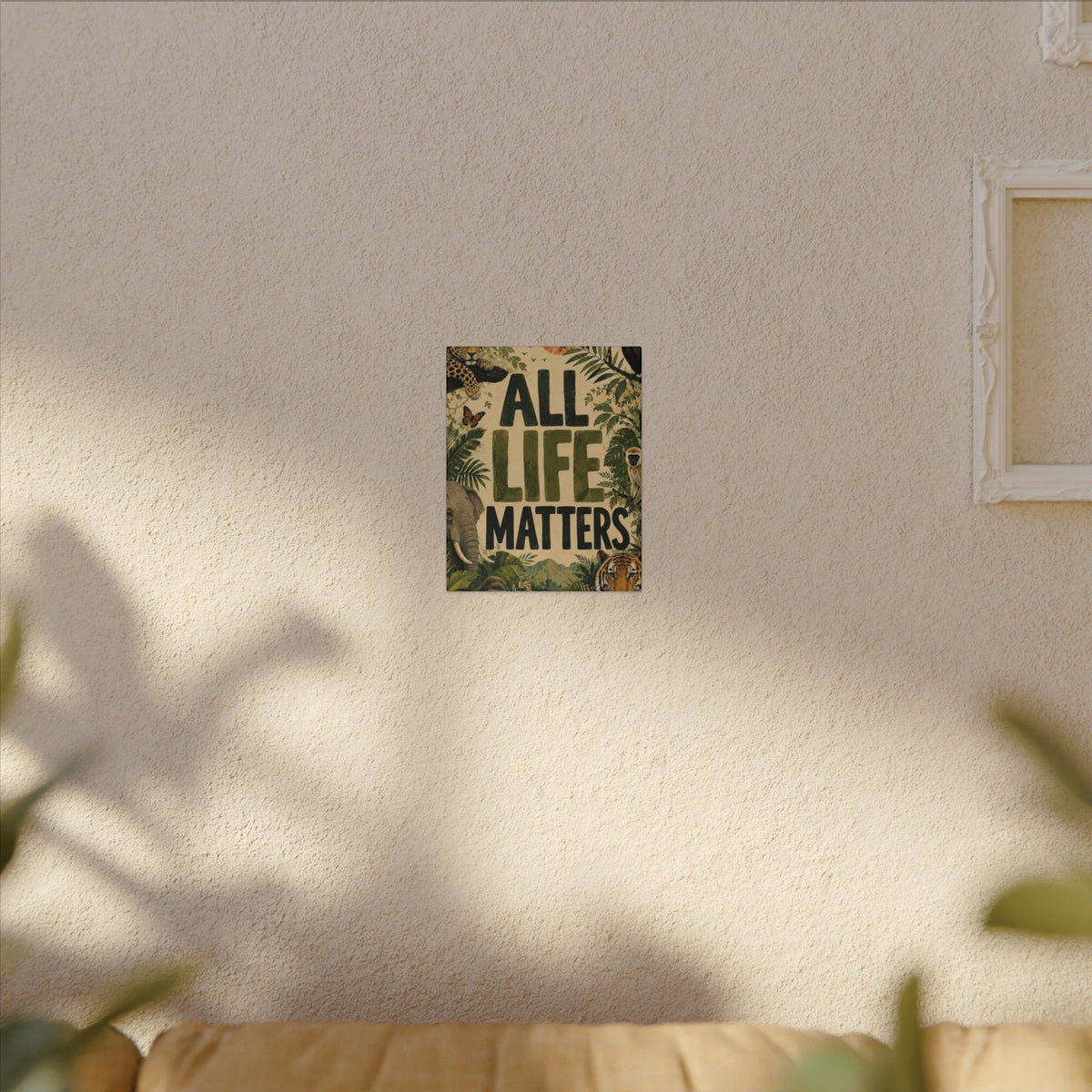 "ALL LIFE MATTERS" (Organic art style) Earthsmart Canvas Wall Art — Jungle Wildlife. (Matte Stretched Print)
