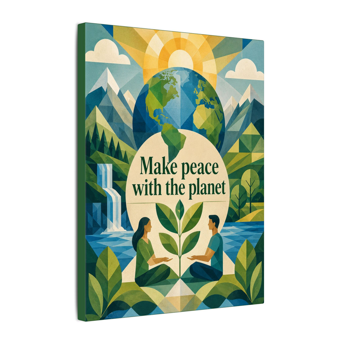 Copy of "MAKE PEACE WITH THE PLANET" (Minimalist art style). Earthsmart Eco Canvas Wall Art (Matte Stretched Print).