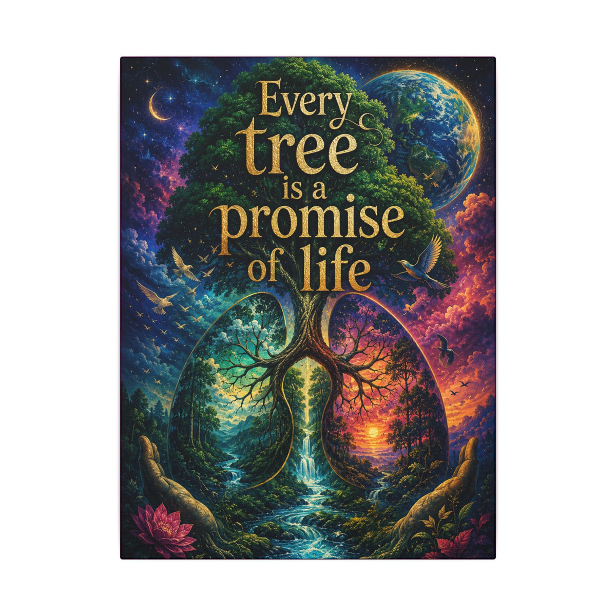 Copy of "EVERY TREE IS A PROMISE OF LIFE" (Surrealist art style). Earthsmart Eco Canvas Wall Art (Matte Stretched Print).