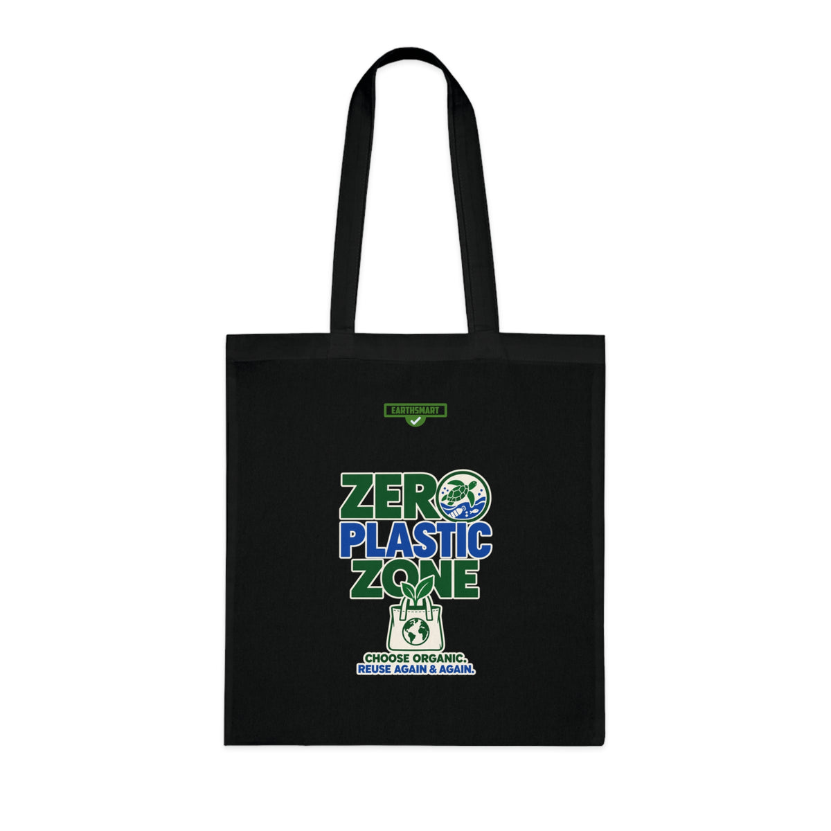 EARTHSMART 'ZERO PLASTIC ZONE' ECO TOTE BAG. 100% COTTON — (38cm x 42cm).