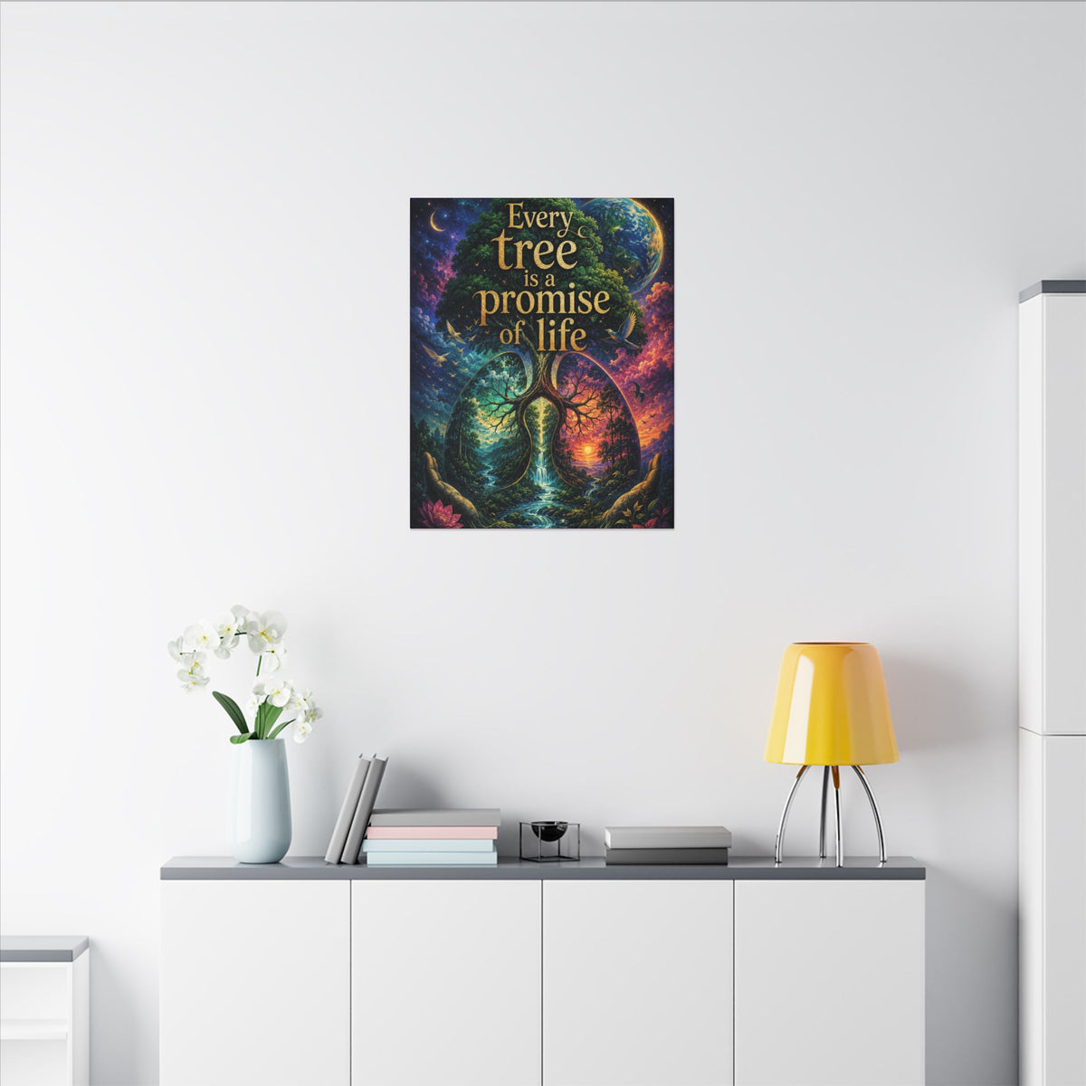 Copy of "EVERY TREE IS A PROMISE OF LIFE" (Surrealist art style). Earthsmart Eco Canvas Wall Art (Matte Stretched Print).