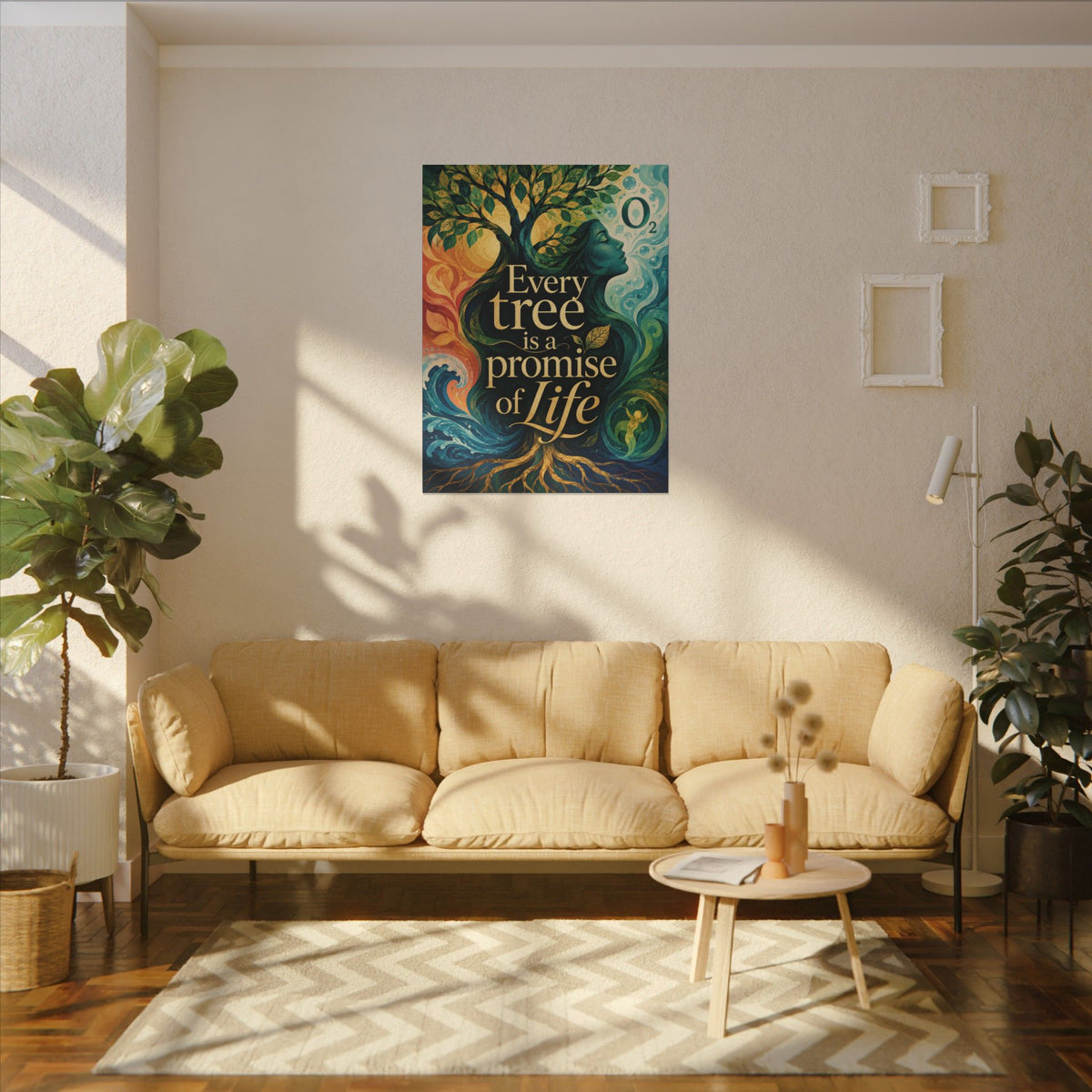 "EVERY TREE IS A PROMISE OF LIFE" (Contemporary art style). Earthsmart Eco Canvas Wall Art (Matte Stretched Print).