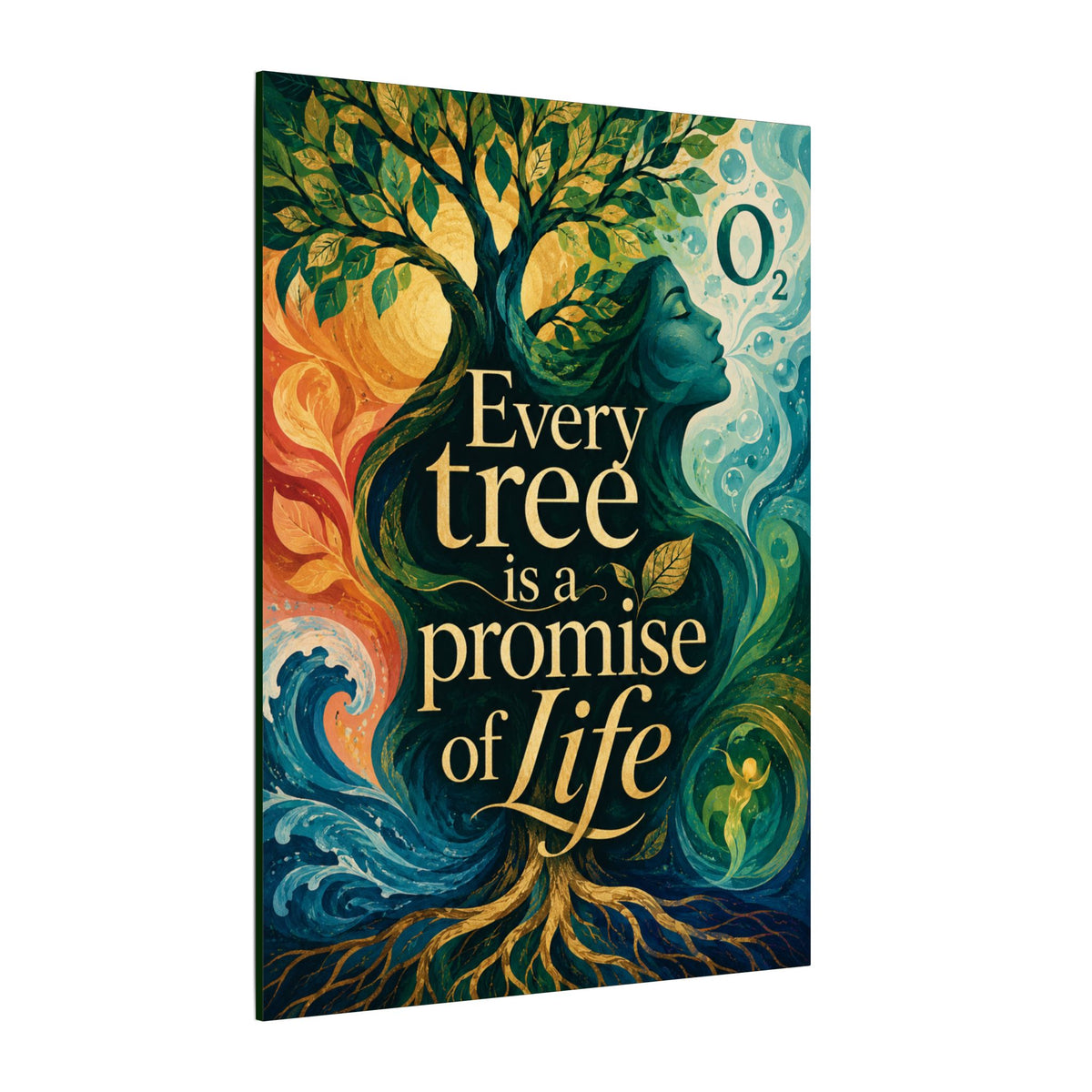 "EVERY TREE IS A PROMISE OF LIFE" (Contemporary art style). Earthsmart Eco Canvas Wall Art (Matte Stretched Print).