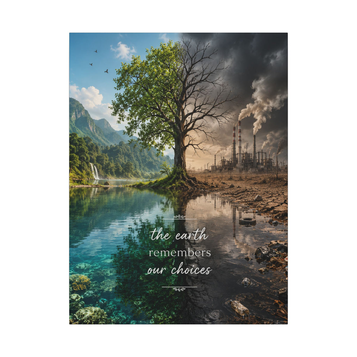 “THE EARTH REMEMBERS OUR CHOICES”. - Earthsmart Eco Art Wall Canvas.