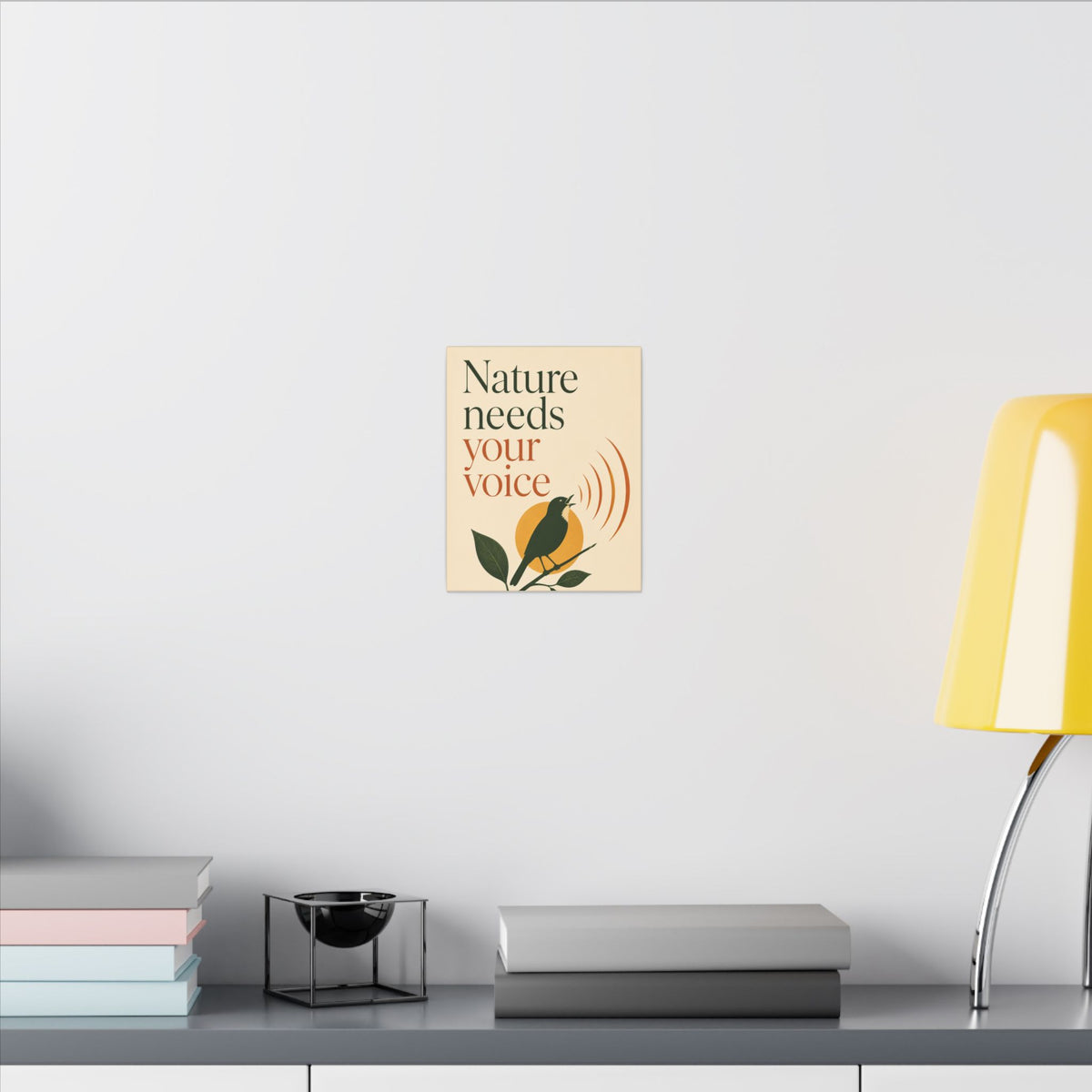 "NATURE NEEDS YOUR VOICE" (Minimalist art style). Earthsmart Eco Canvas Wall Art (Matte Stretched Print).