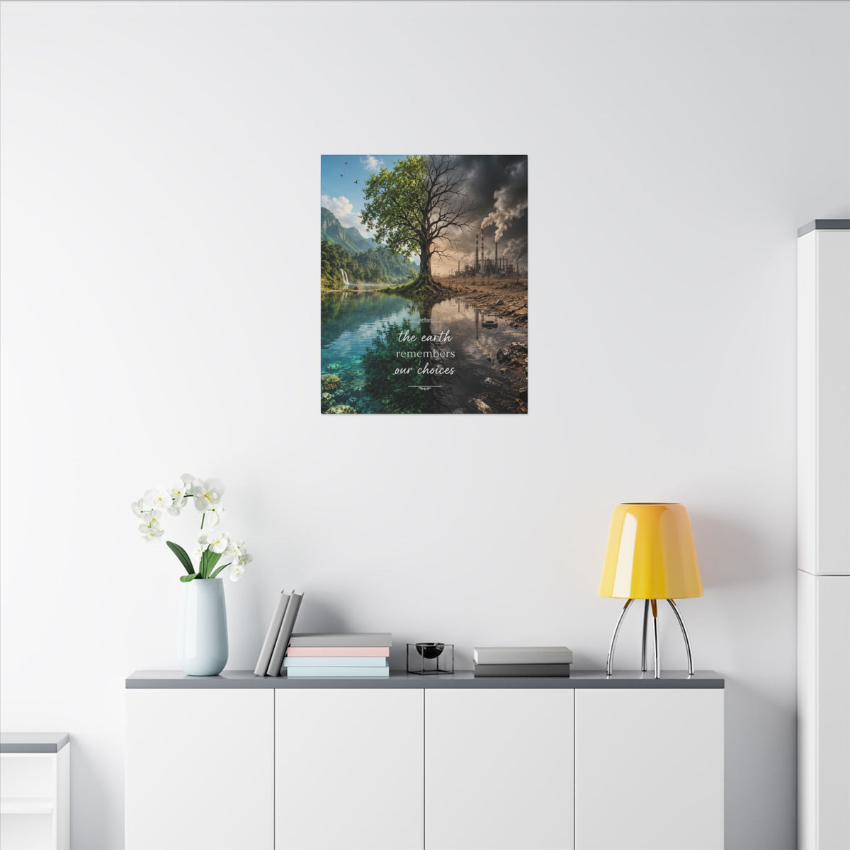 “THE EARTH REMEMBERS OUR CHOICES”. - Earthsmart Eco Art Wall Canvas.