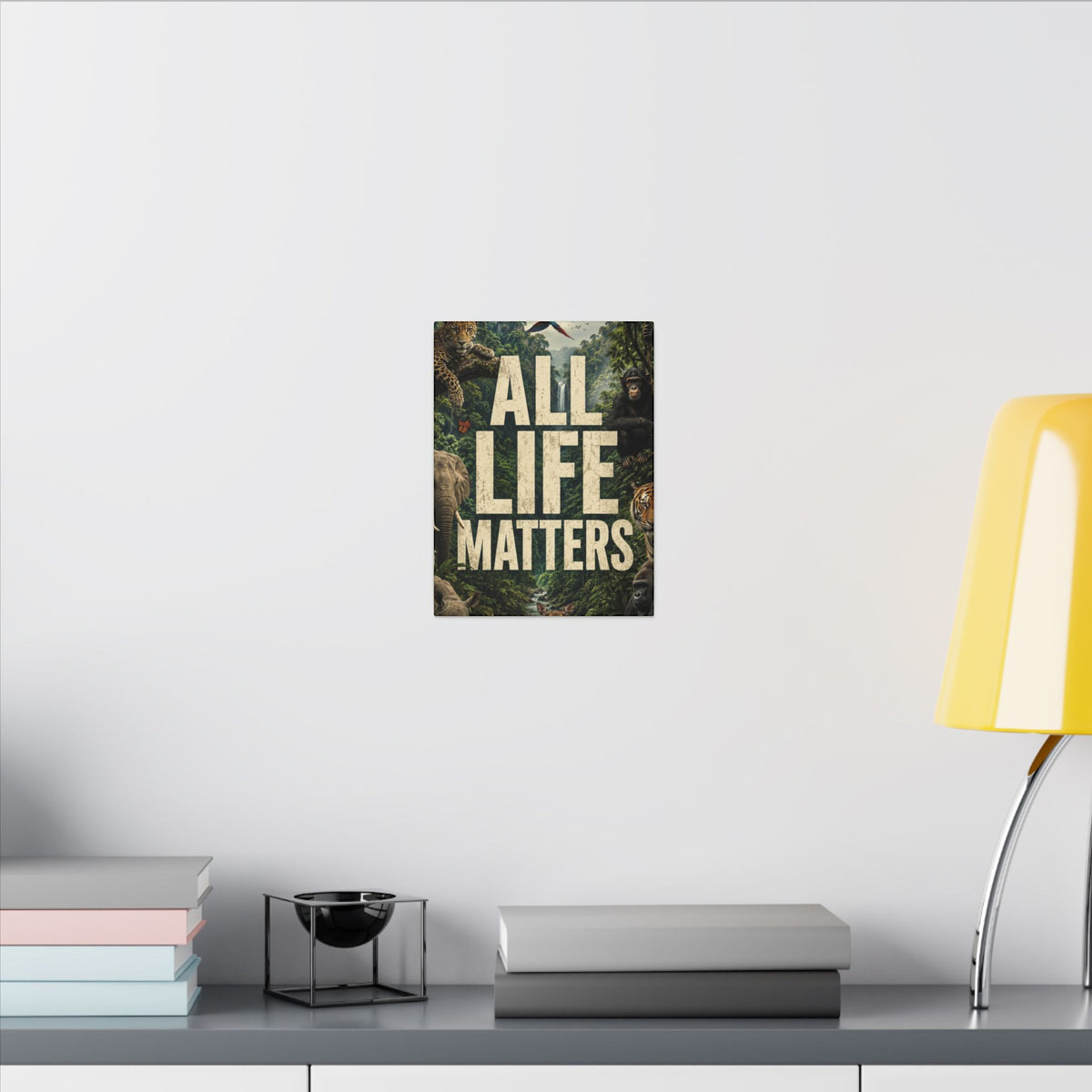 ALL LIFE MATTERS (Abstract art style) -  Earthsmart Canvas Wall Art. Jungle Wildlife ((Matte Stretched Print).
