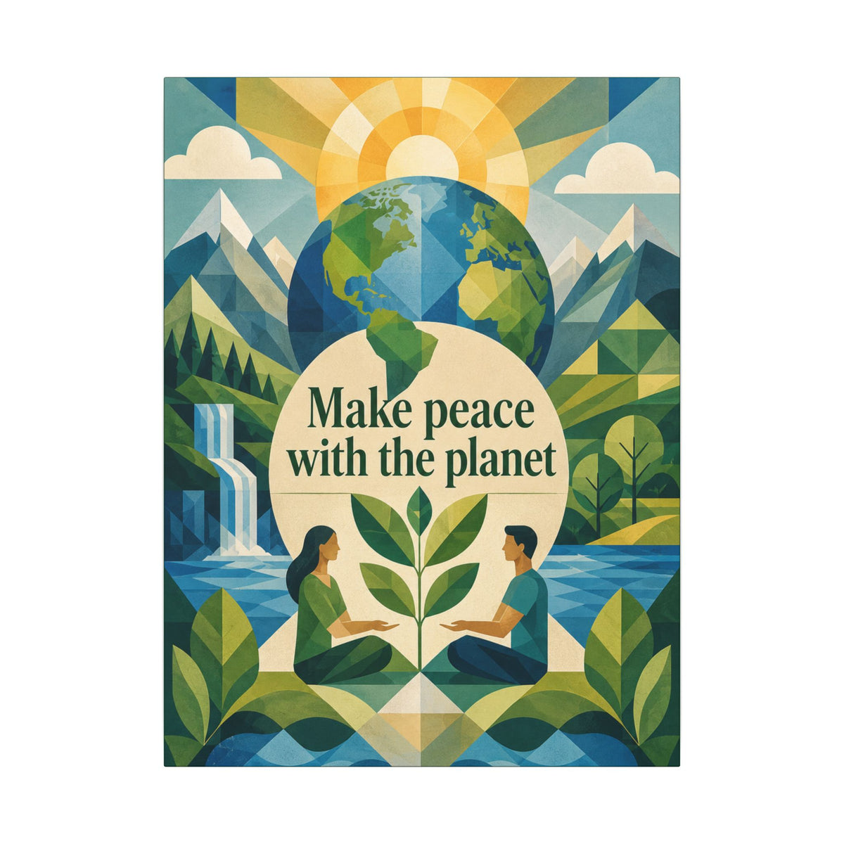 Copy of "MAKE PEACE WITH THE PLANET" (Minimalist art style). Earthsmart Eco Canvas Wall Art (Matte Stretched Print).