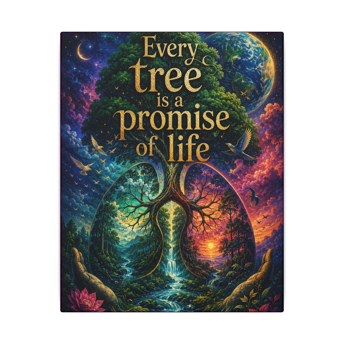 Copy of "EVERY TREE IS A PROMISE OF LIFE" (Surrealist art style). Earthsmart Eco Canvas Wall Art (Matte Stretched Print).