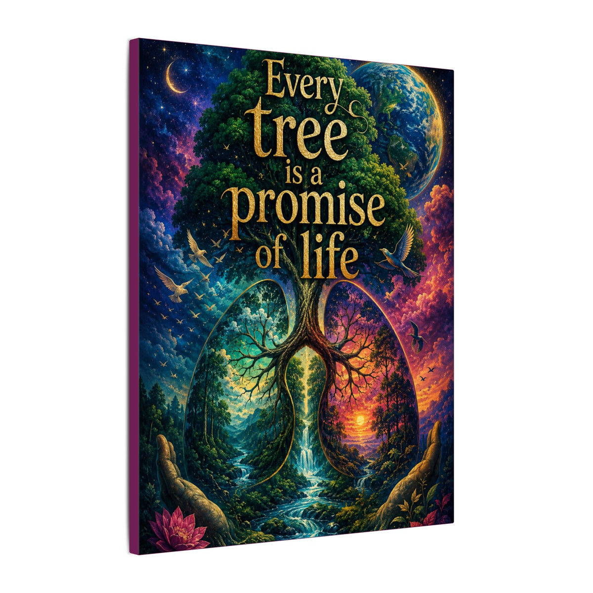 Copy of "EVERY TREE IS A PROMISE OF LIFE" (Surrealist art style). Earthsmart Eco Canvas Wall Art (Matte Stretched Print).