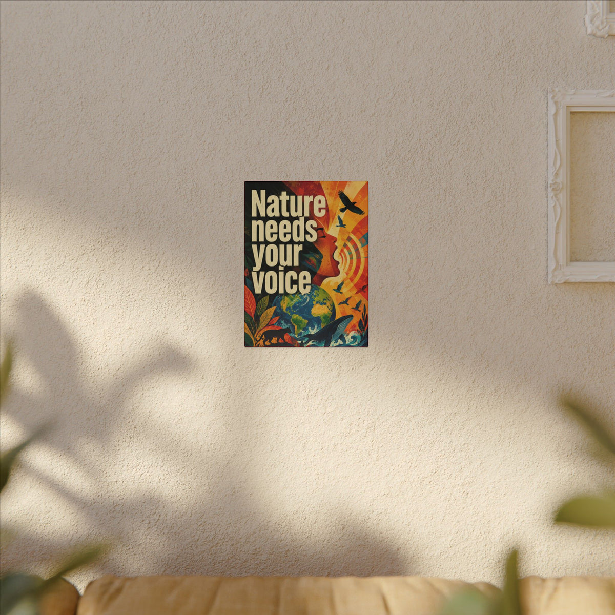 "NATURE NEEDS YOUR VOICE" (Contemporary art style). Earthsmart Eco Canvas Wall Art (Matte Stretched Print).