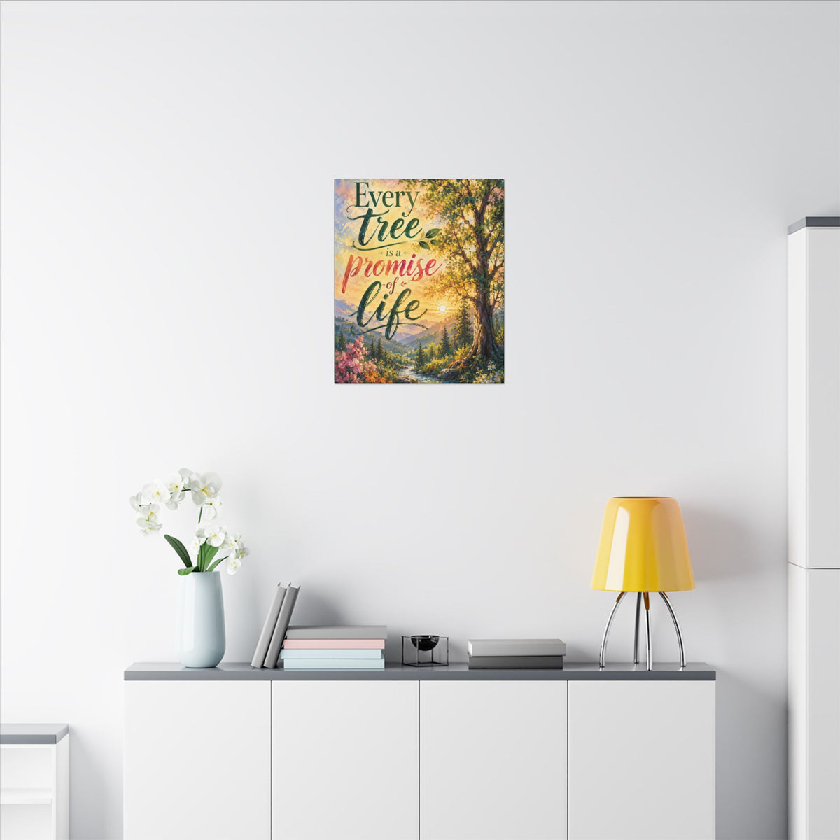 "EVERY TREE IS A PROMISE OF LIFE" (Impressionist art style). Earthsmart Eco Wall Art. (Stretched Canvas Print).