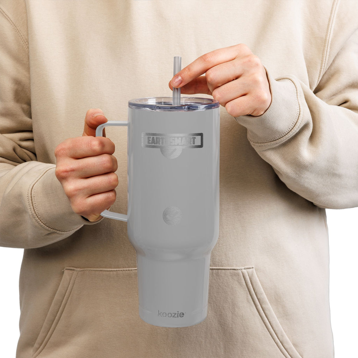 EARTHSMART Engraved Tumbler — 'ICONIC' LOGO -  RECYCLED STEEL & 100% RECYCLED PLASTIC. (1.82L).