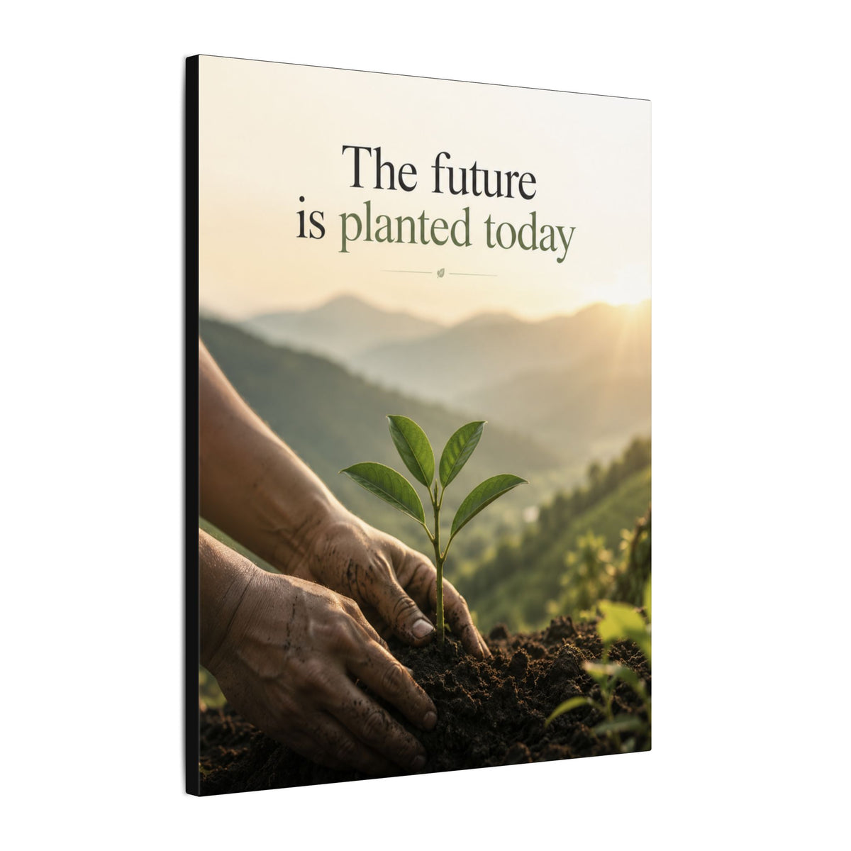 "THE FUTURE IS PLANTED TODAY". Earthsmart Eco Canvas Wall Art (Matte Stretched Print).