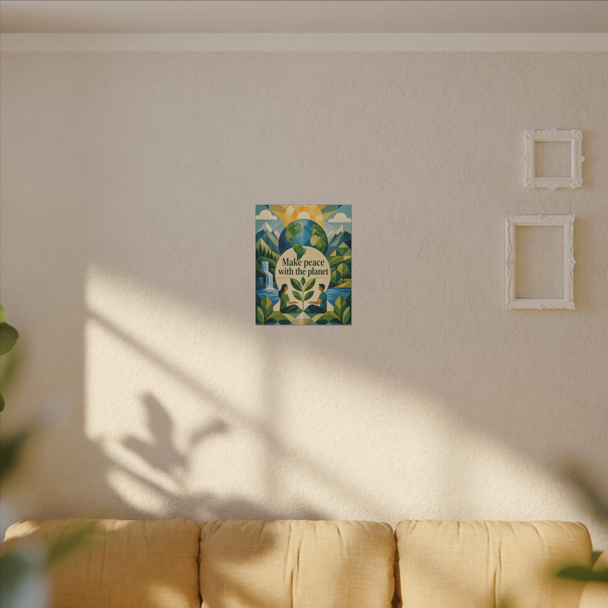 Copy of "MAKE PEACE WITH THE PLANET" (Minimalist art style). Earthsmart Eco Canvas Wall Art (Matte Stretched Print).