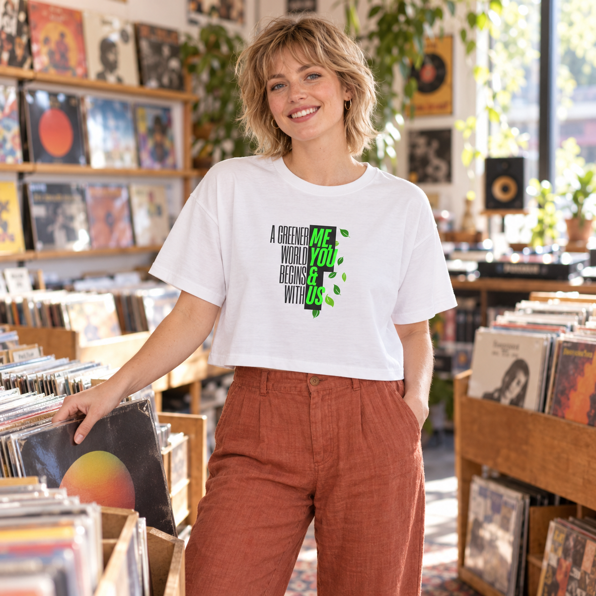EARTHSMART CROP TOP - 'A GREENER WORLD, BEGINS WITH ME, YOU & US' — Eco-Friendly - 100% Cotton.