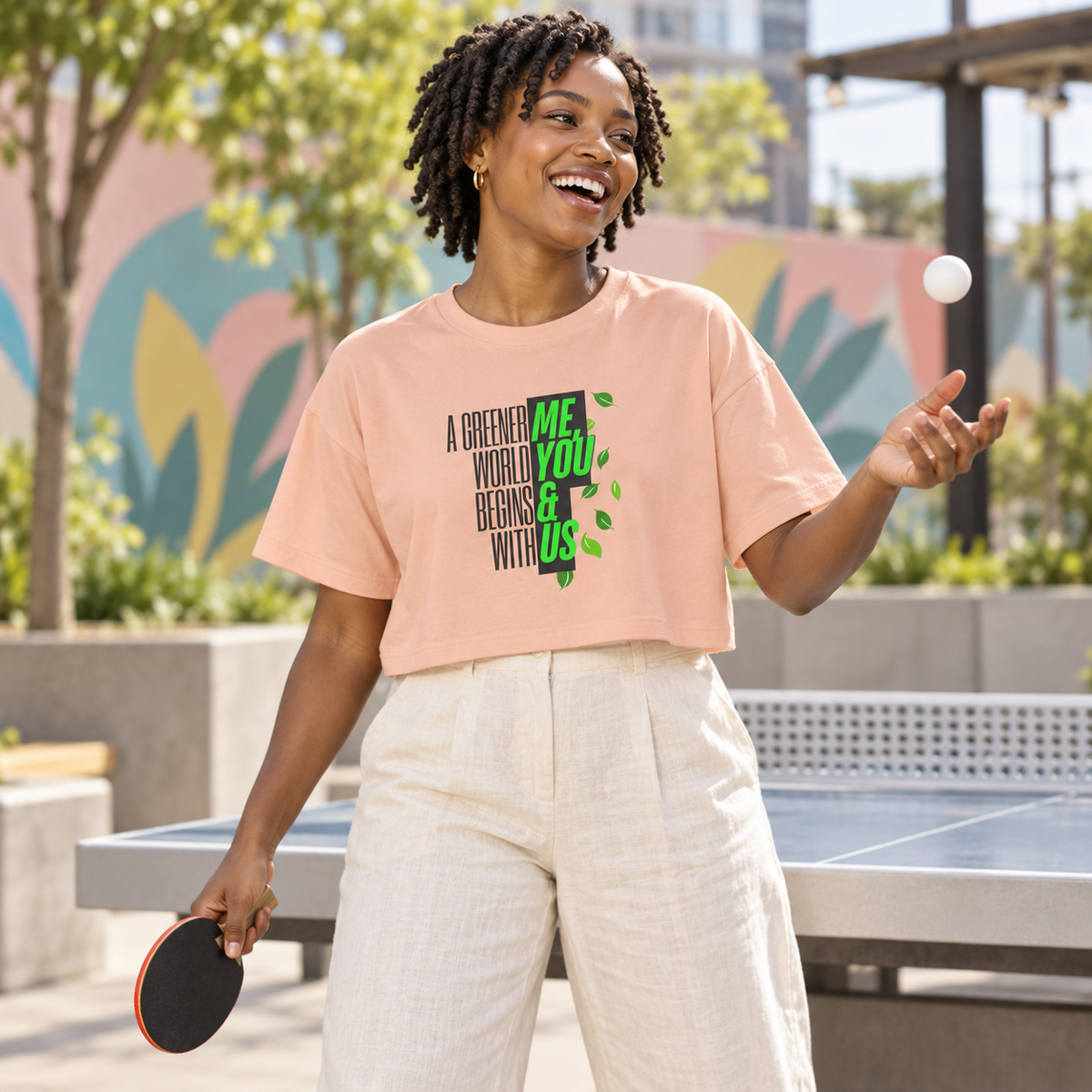 EARTHSMART CROP TOP - 'A GREENER WORLD, BEGINS WITH ME, YOU & US' — Eco-Friendly - 100% Cotton.
