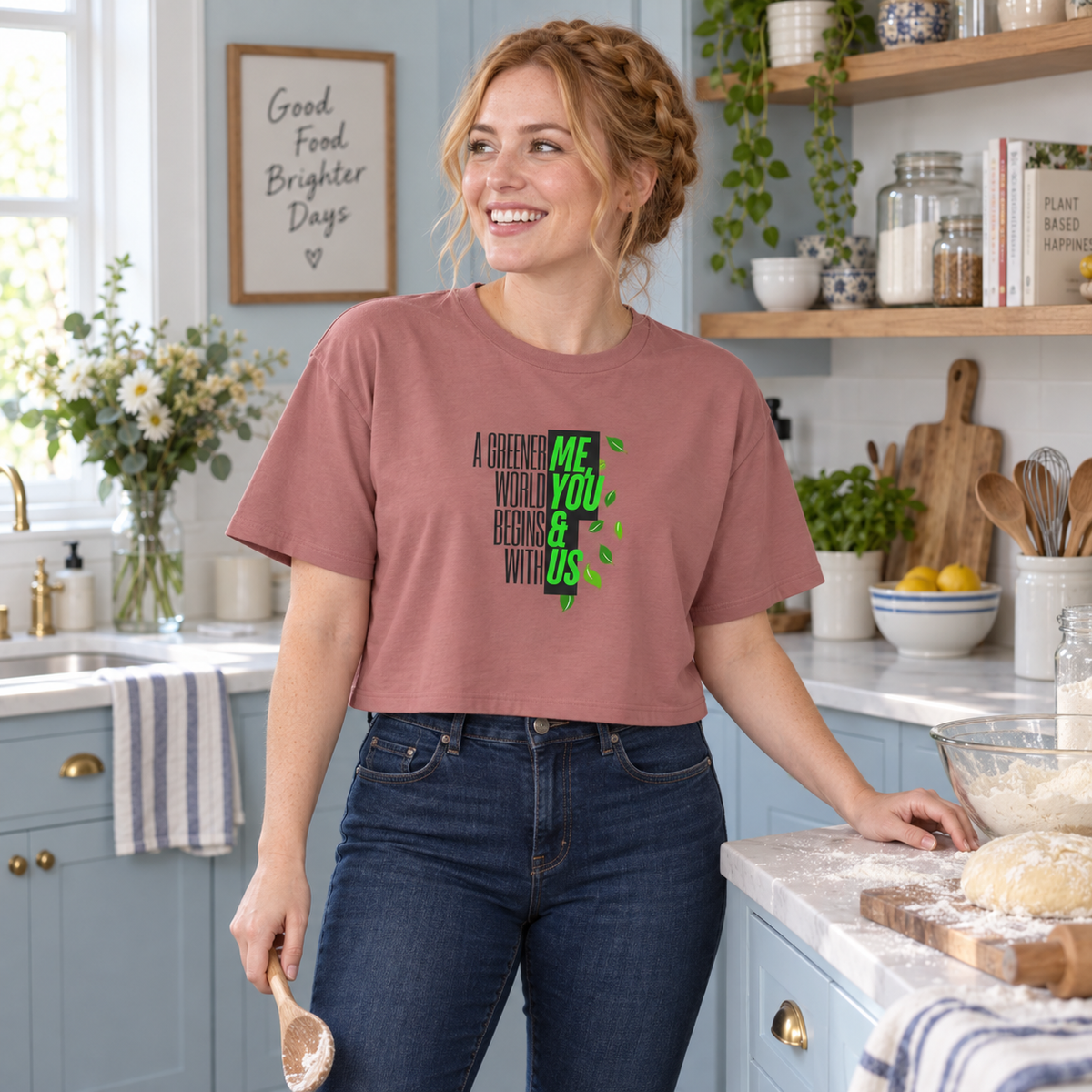 EARTHSMART CROP TOP - 'A GREENER WORLD, BEGINS WITH ME, YOU & US' — Eco-Friendly - 100% Cotton.