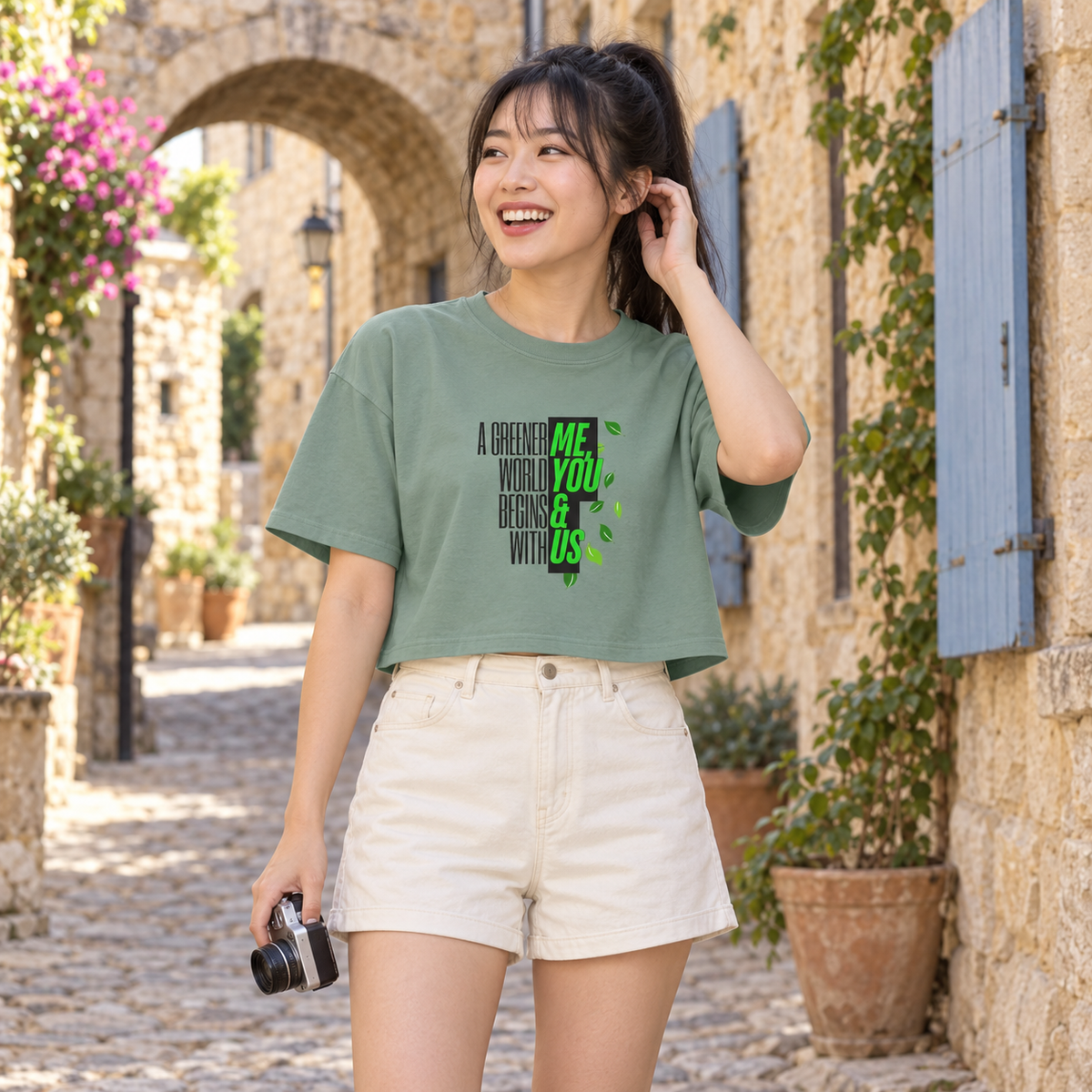 EARTHSMART CROP TOP - 'A GREENER WORLD, BEGINS WITH ME, YOU & US' — Eco-Friendly - 100% Cotton.