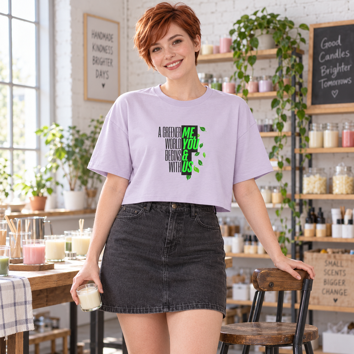 EARTHSMART CROP TOP - 'A GREENER WORLD, BEGINS WITH ME, YOU & US' — Eco-Friendly - 100% Cotton.