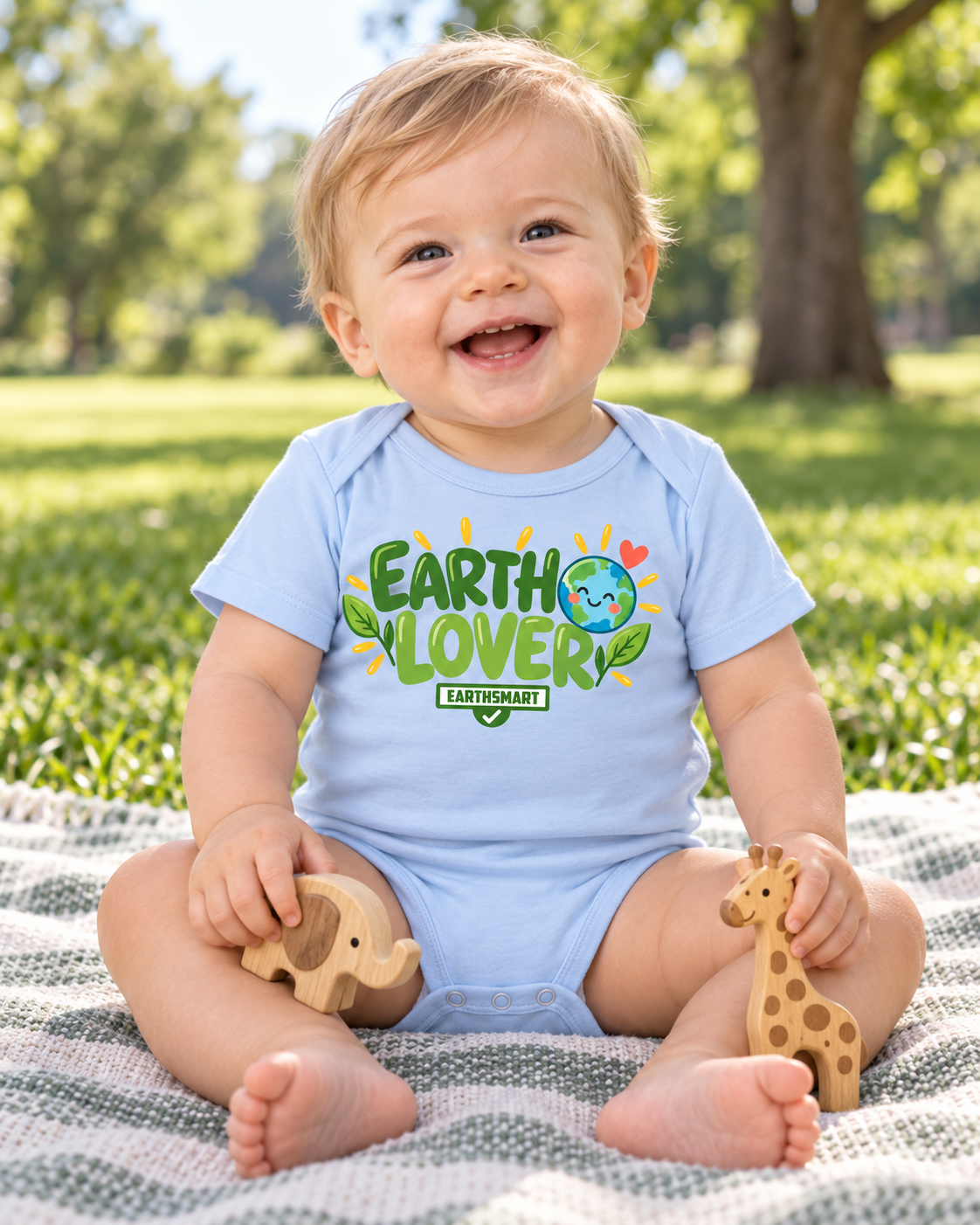 EARTHSMART BABY BODYSUIT — EARTH LOVER -  ECO-FRIENDLY ORGANIC ONESIE (UNISEX) (0 - 18 MONTHS)