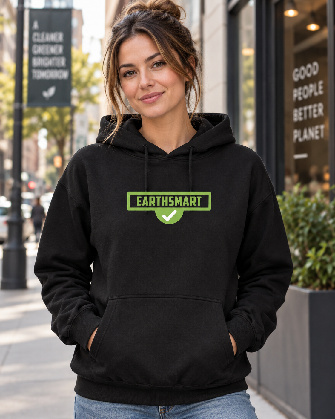 EARTHSMART HOODIE 'ICONIC' LOGO VERSION - Women’s organic hoodie.