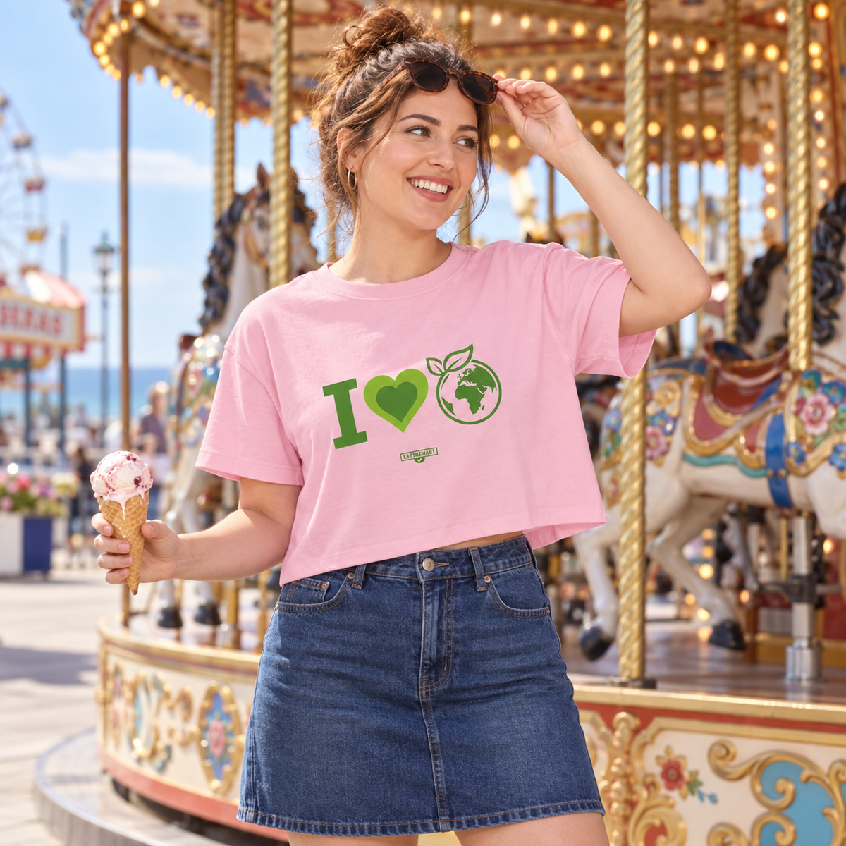EARTHSMART CROP TOP - 'I LOVE EARTH' — Eco-Friendly - 100% Cotton.
