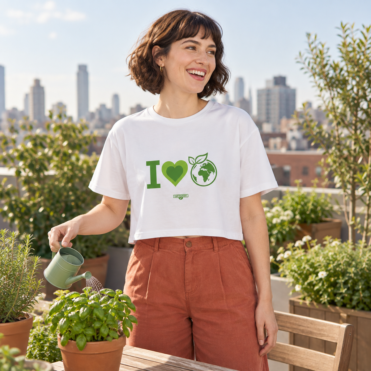 EARTHSMART CROP TOP - 'I LOVE EARTH' — Eco-Friendly - 100% Cotton.