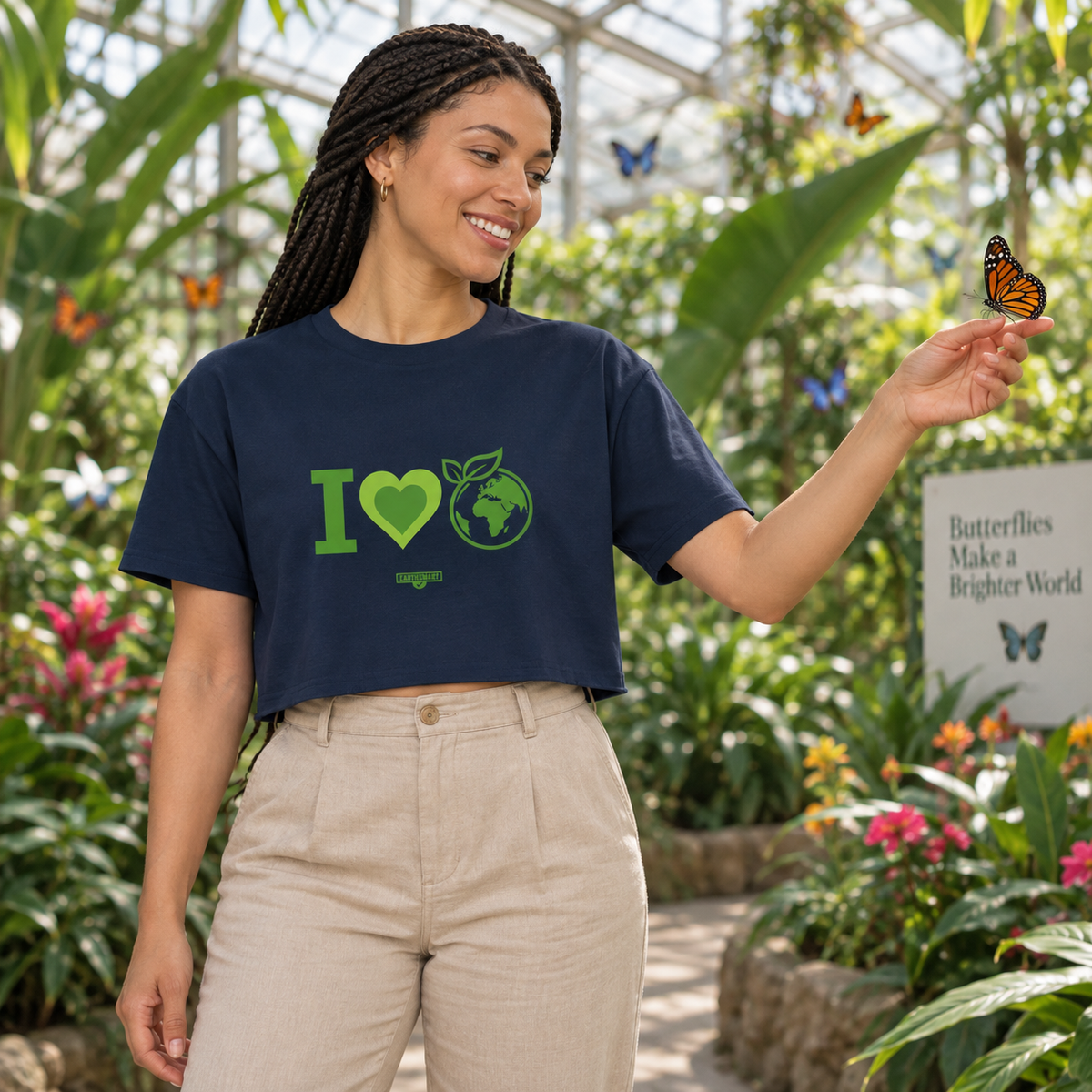EARTHSMART CROP TOP - 'I LOVE EARTH' — Eco-Friendly - 100% Cotton.