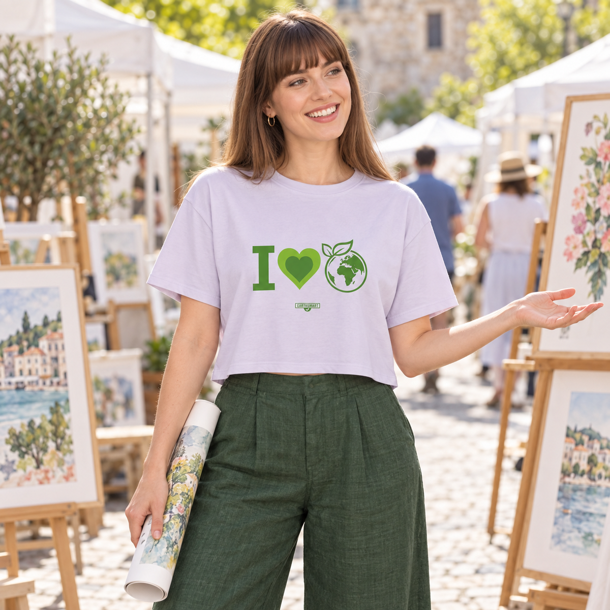 EARTHSMART CROP TOP - 'I LOVE EARTH' — Eco-Friendly - 100% Cotton.